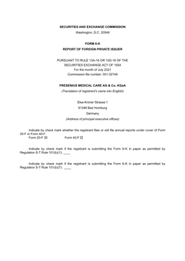 SECURITIES and EXCHANGE COMMISSION Washington, D.C. 20549 FORM 6-K REPORT of FOREIGN PRIVATE ISSUER PURSUANT to RULE 13A-16 OR