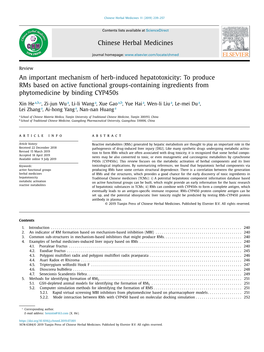 An Important Mechanism of Herb-Induced Hepatotoxicity: to Produce Rms Based on Active Functional Groups-Containing Ingredients from Phytomedicine by Binding Cyp450s