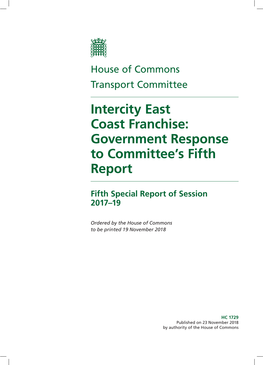 Intercity East Coast Rail Franchise: Government Response 1