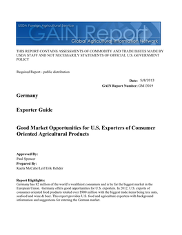 Good Market Opportunities for U.S. Exporters of Consumer Oriented