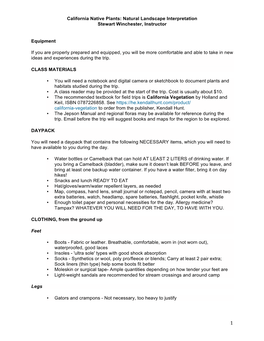 California Native Plants: Natural Landscape Interpretation Stewart Winchester, Instructor