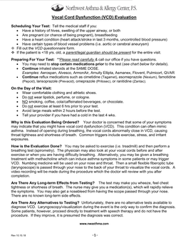Vocal Cord Dysfunction (VCD) Evaluation