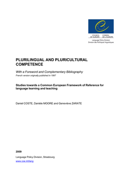 Plurilingual and Pluricultural Competence
