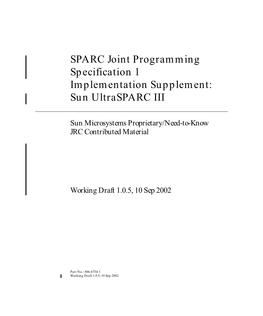 SPARC Joint Programming Specification 1 Implementation Supplement: Sun Ultrasparc III