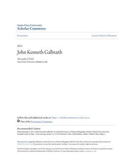 John Kenneth Galbraith Alexander J