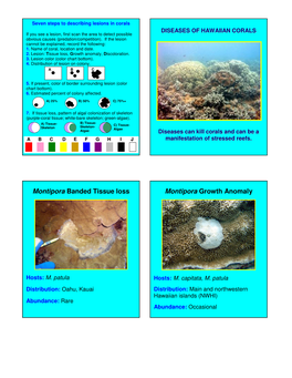 DISEASES of HAWAIIAN CORALS If You See a Lesion, First Scan the Area to Detect Possible Obvious Causes (Predation/Competition)