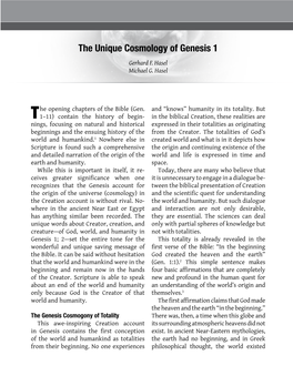 The Unique Cosmology of Genesis 1 Gerhard F