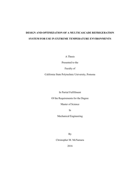 Design and Optimization of a Multicascade Refrigeration System for Use in Extreme Temperature Environments