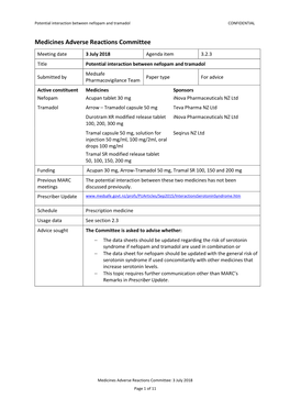 3.2.3 Potential Interaction Between Nefopam and Tramadol