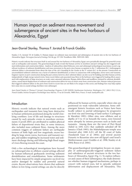 Human Impact on Sediment Mass Movement and Submergence of Ancient Sites in the Two Harbours of Alexandria, Egypt