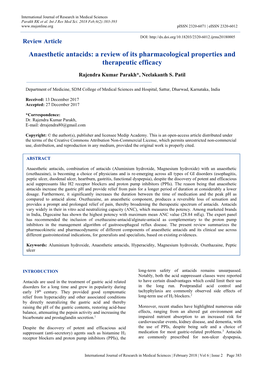 Anaesthetic Antacids: a Review of Its Pharmacological Properties and Therapeutic Efficacy