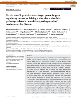 Matrix Metalloproteinases As Target Genes for Gene Regulatory Networks