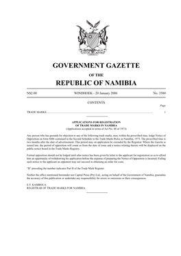 3580 Government Gazette 20 January 2006 1