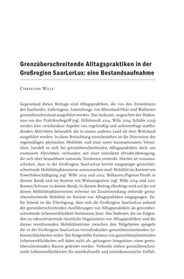 Grenzüberschreitende Alltagspraktiken in Der Großregion Saarlorlux: Eine Bestandsaufnahme