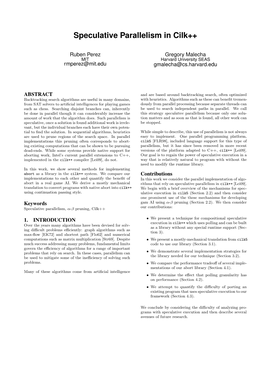 Speculative Parallelism in Cilk++