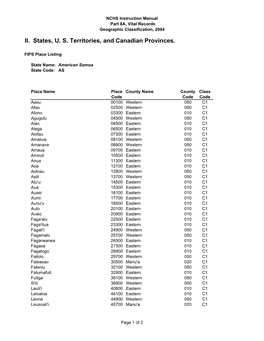 American Samoa State Code: AS