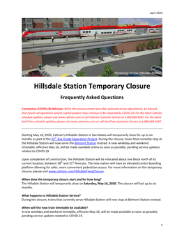 Hillsdale Station Temporary Closure Frequently Asked Questions
