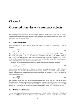 Observed Binaries with Compact Objects