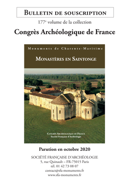 Bulletin De Souscription Congrès Archéologique De France