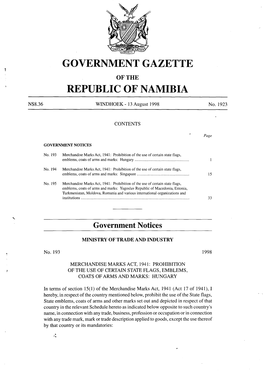 Government Gazette Republic of Namibia