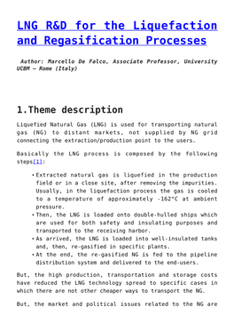 D for the Liquefaction and Regasification Processes