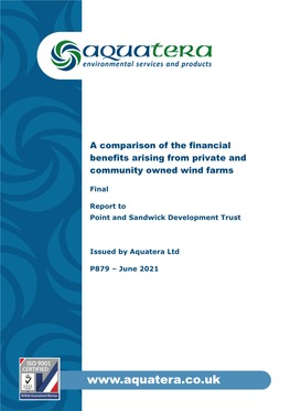 Financial Comparison of Private and Community Wind Farms Report FINAL