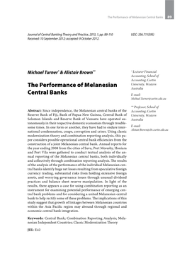 The Performance of Melanesian Central Banks