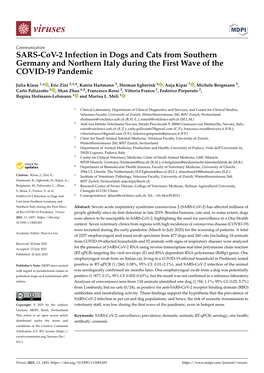 SARS-Cov-2 Infection in Dogs and Cats from Southern Germany and Northern Italy During the First Wave of the COVID-19 Pandemic