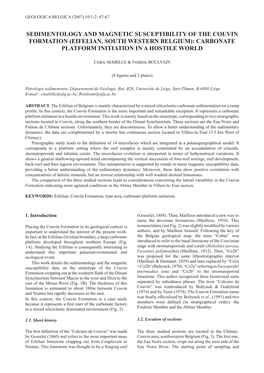 Sedimentology and Magnetic Susceptibility of the Couvin Formation (Eifelian, South Western Belgium): Carbonate Platform Initiation in a Hostile World