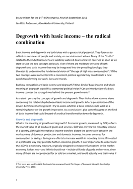 Degrowth with Basic Income – the Radical Combination