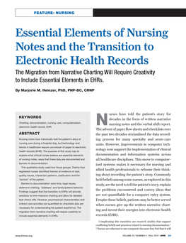 Essential Elements of Nursing Notes and the Transition to Electronic Health Records