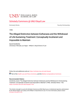 The Alleged Distinction Between Euthanasia and the Withdrawal of Life-Sustaining Treatment: Conceptually Incoherent and Impossible to Maintain