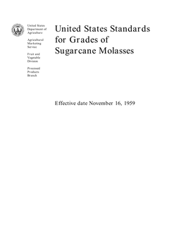 U.S. Grade Standards for Sugarcane Molasses