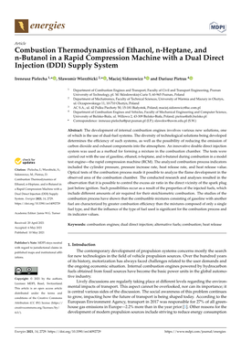 Combustion Thermodynamics of Ethanol, N-Heptane, and N-Butanol in a Rapid Compression Machine with a Dual Direct Injection (DDI) Supply System
