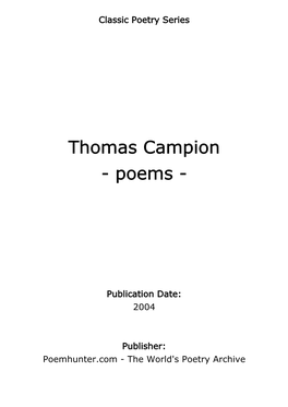 Thomas Campion - Poems