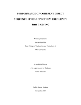 Performance of Coherent Direct Sequence Spread Spectrum