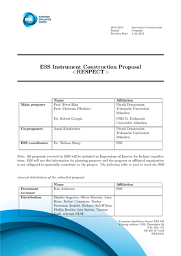 ESS Instrument Construction Proposal <‌RESPECT‌>