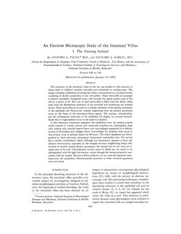 An Electron Microscopic Study of the Intestinal Villus I