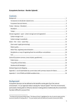 Ecosystems Services – Border Uplands Contents Background