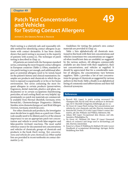 Patch Test Concentrations and Vehicles for Testing Contact Allergens