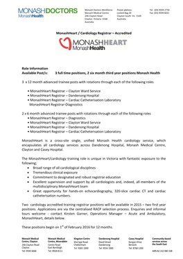 Monashheart / Cardiology Registrar – Accredited