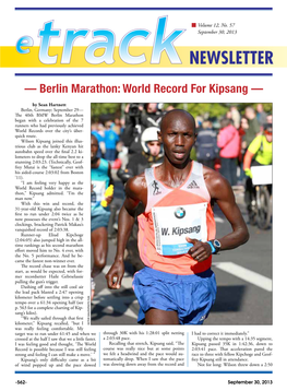 — Berlin Marathon: World Record for Kipsang —