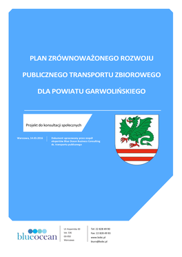 Plan Zrównoważonego Rozwoju Publicznego Transportu Zbiorowego Dla Powiatu Garwolińskiego