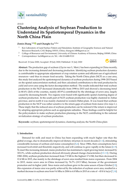 Clustering Analysis of Soybean Production to Understand Its Spatiotemporal Dynamics in the North China Plain