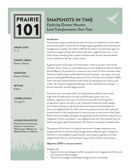 SNAPSHOTS in TIME Exploring Greater Houston Land Transformation Over Time