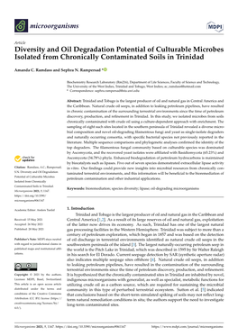 Diversity and Oil Degradation Potential of Culturable Microbes Isolated from Chronically Contaminated Soils in Trinidad