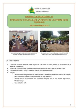 Rapport De Situation N° 15 Épidémie De Cholera Dans La Région De L’Extrême-Nord Cameroun - 18 Septembre 2019