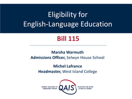 Eligibility for English-Language Education Bill 115