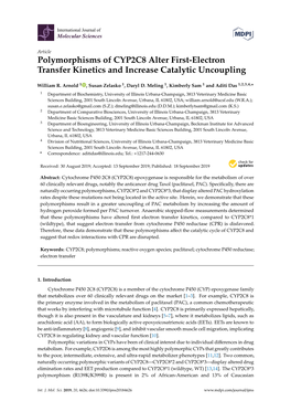 Polymorphisms of CYP2C8 Alter First-Electron Transfer Kinetics and Increase Catalytic Uncoupling