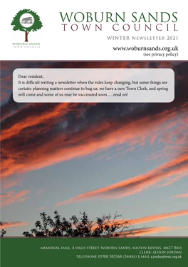 WOBURN SANDS TOWN COUNCIL WINTER Newsletter 2021 Woburn Sands Town Council (See Privacy Policy)